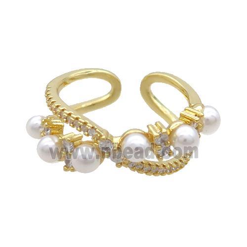 Copper Ring Pave Pearlized Plastic Gold Plated