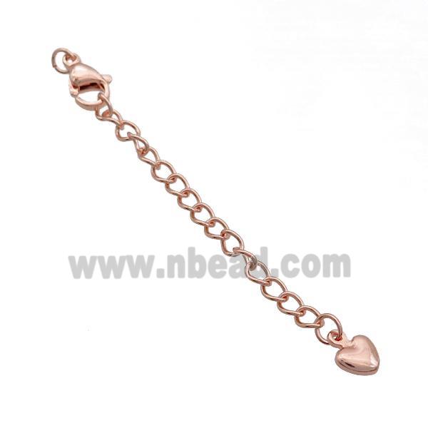 Copper Necklace Extender Chain Heart Rose Gold