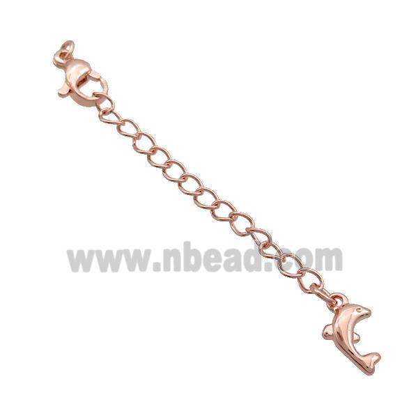 Copper Necklace Extender Chain Dolphin Rose Gold
