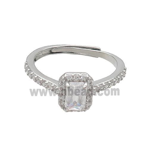 Copper Rings Pave Zircon Adjustable Platinum Plated