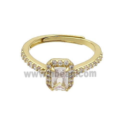 Copper Rings Pave Zircon Adjustable Gold Plated