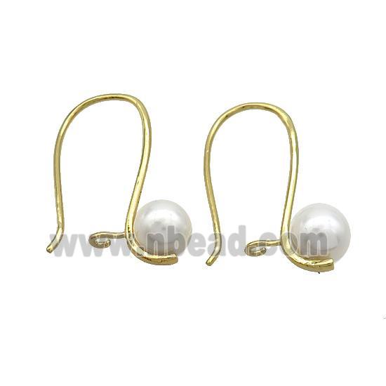 Copper Hook Earrings Pave Pearlized Resin Gold Plated