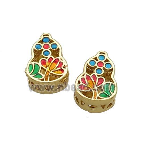 Copper Gourd Beads Multicolor Cloisonne Gold Plated
