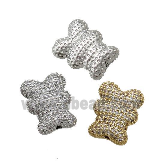 Copper Bear Beads Pave Zircon Mixed