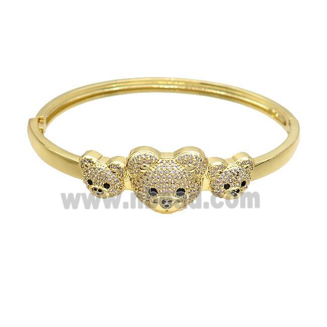 Copper Bear Bangle Pave Zircon Gold Plated