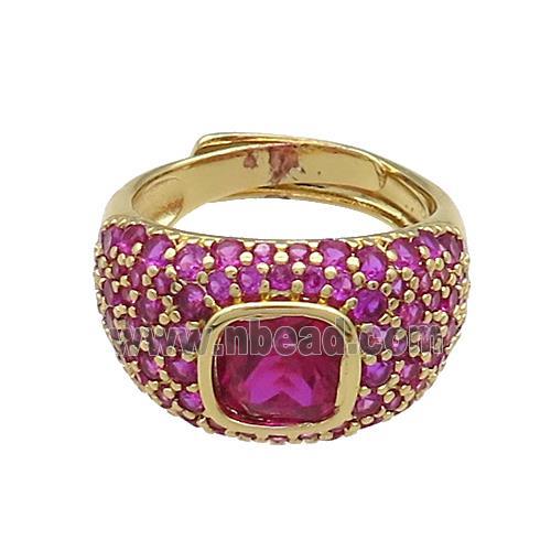 Copper Rings Pave Fuchsia Zircon Adjustable Gold Plated