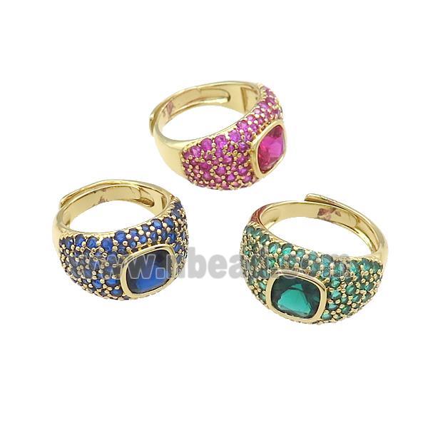 Copper Rings Pave Zircon Adjustable Gold Plated Mixed