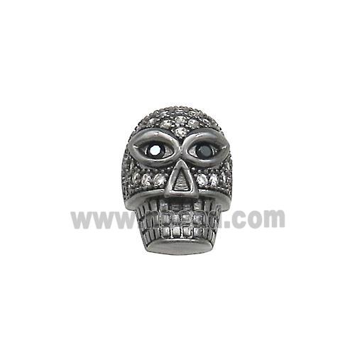 Copper Skull Beads Pave Zircon Black Plated