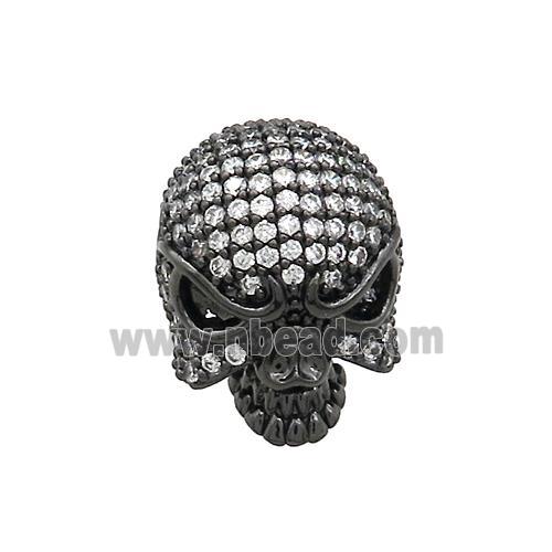 Copper Skull Beads Pave Zircon Black Plated