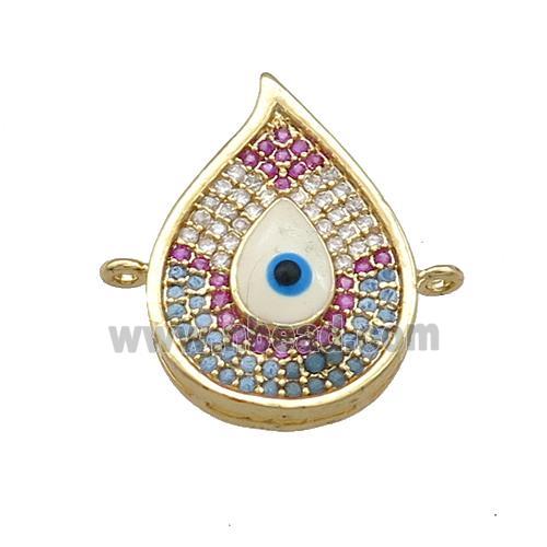 Copper Flame Connector Pave Zircon Multicolor Evil Eye Gold Plated