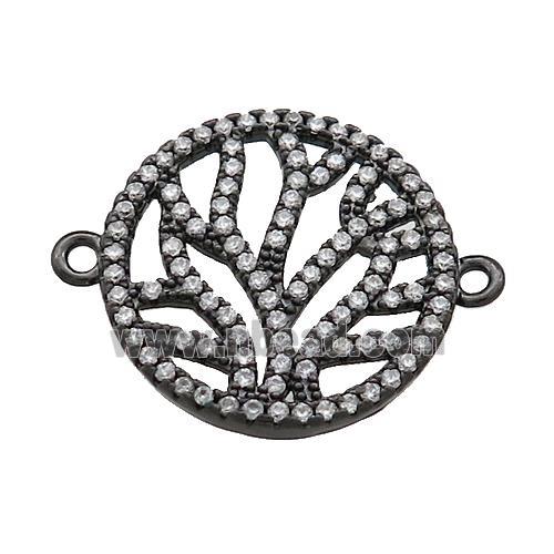 Copper Circle Connector Pave Zircon Tree Black Plated