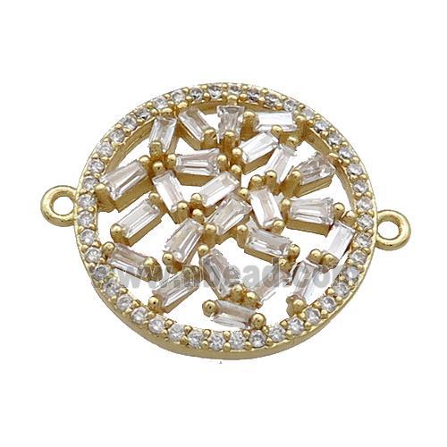 Copper Circle Connector Pave Zircon Gold Plated