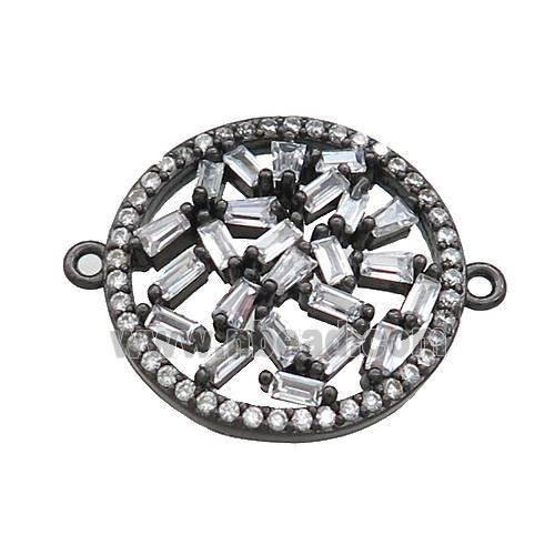 Copper Circle Connector Pave Zircon Black Plated