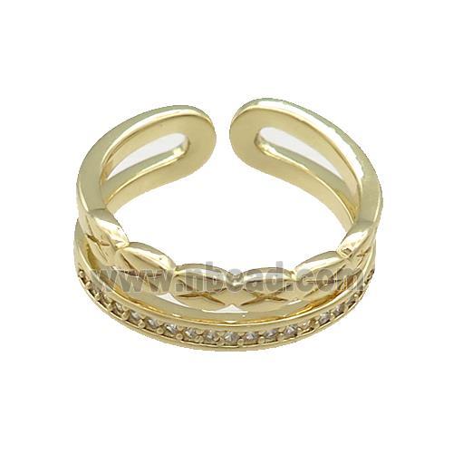 Copper Rings Pave Zircon Gold Plated