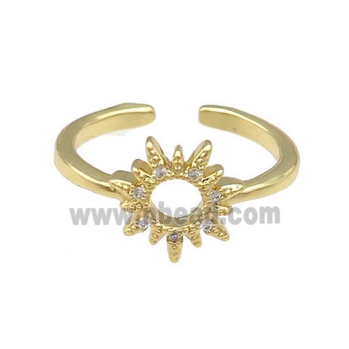 Copper Rings Pave Zircon Sun Gold Plated
