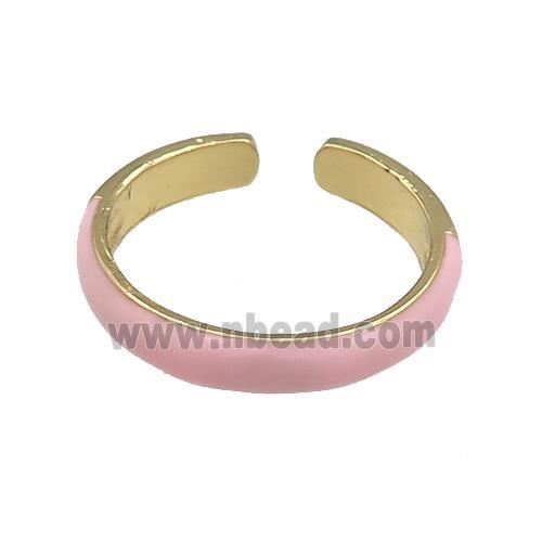 Copper Rings Pink Enamel Gold Plated