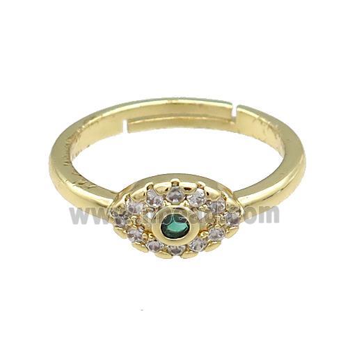 Copper Rings Pave Zircon Eye Adjustable Gold Plated