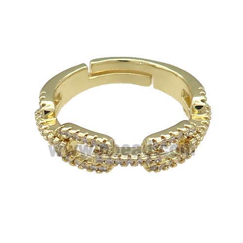 Copper Rings Pave Zircon Adjustable Gold Plated