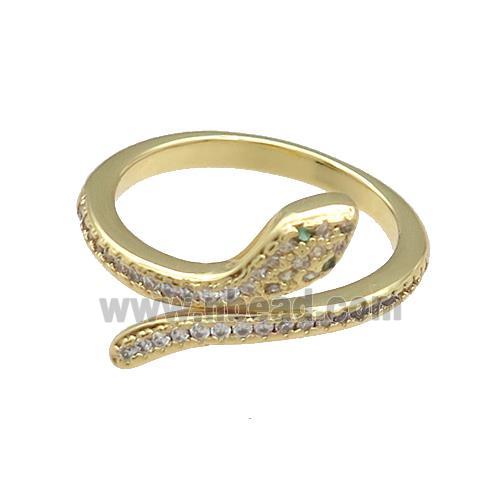 Copper Rings Pave Zircon Snake Gold Plated