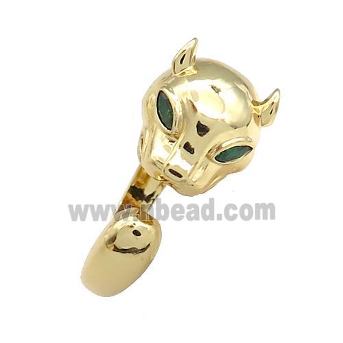 Copper Rings Pave Zircon Leopard Gold Plated