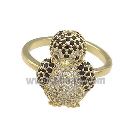 Copper Rings Pave Zircon Penguin Gold Plated