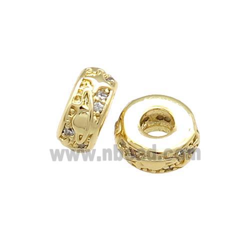Copper Heishi Beads Pave Zircon Gold Plated