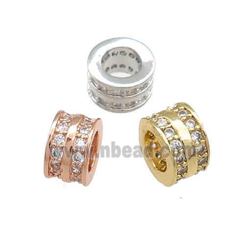 Copper Heishi Beads Pave Zircon Large Hole Mixed