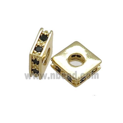 Copper Square Beads Pave Zircon Gold Plated