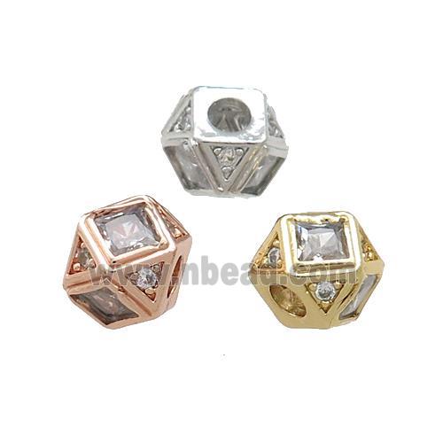 Copper Polygon Cube Beads Pave Zircon Mixed