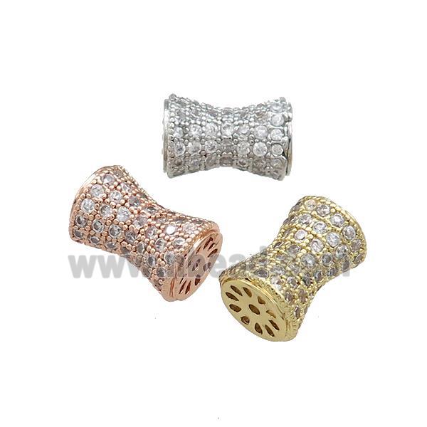 Copper Bamboo Beads Pave Zircon Mixed