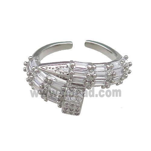 Copper Rings Pave Zircon Platinum Plated