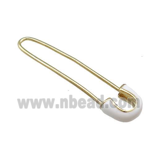 Copper Safety Pins White Enamel Gold Plated