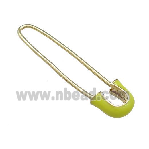 Copper Safety Pins Yellow Enamel Gold Plated