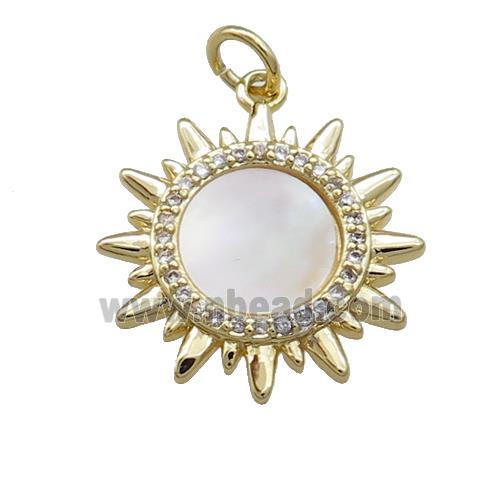 Sun Charms Copper Pendant Pave Shell Zircon Gold Plated