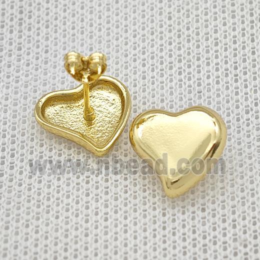 Copper Heart Stud Earrings Gold Plated