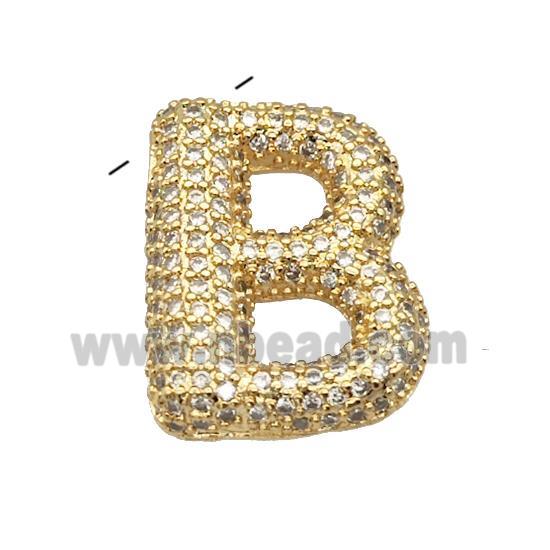 Copper Pendant Micro Pave Zirconia Letter-B Gold Plated