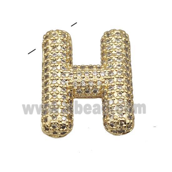 Copper Pendant Pave Zircon Letter-H Gold Plated