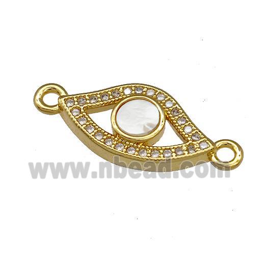 Copper Lips Connector Pave Shell Zirconia 18K Gold Plated