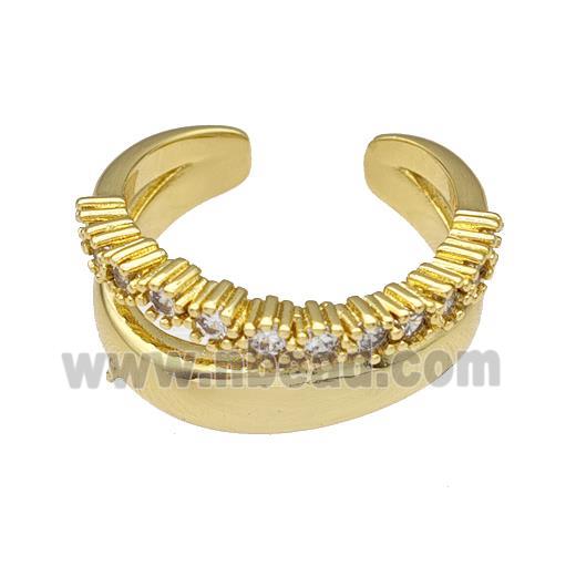 Copper Rings Micro Pave Zirconia Gold Plated