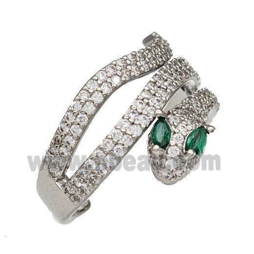 Copper Snake Rings Micro Pave Zirconia Platinum Plated
