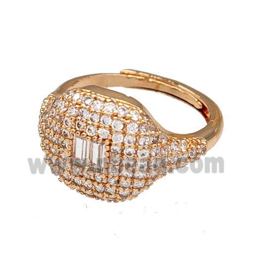 Copper Rings Micro Pave Zirconia Adjustable Rose Gold