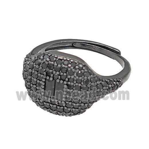 Copper Rings Micro Pave Zirconia Adjustable Black Plated