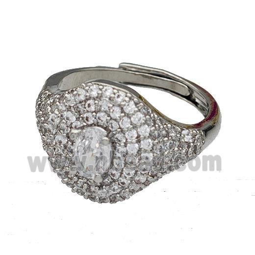 Copper Rings Micro Pave Zirconia Adjustable Platinum Plated
