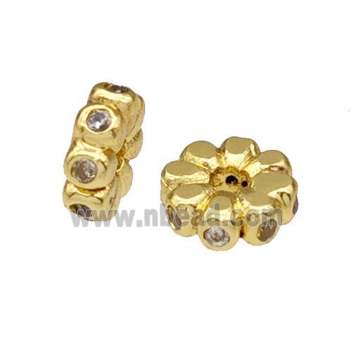 Copper Heishi Spacer Beads Micro Pave Zirconia Gold Plated