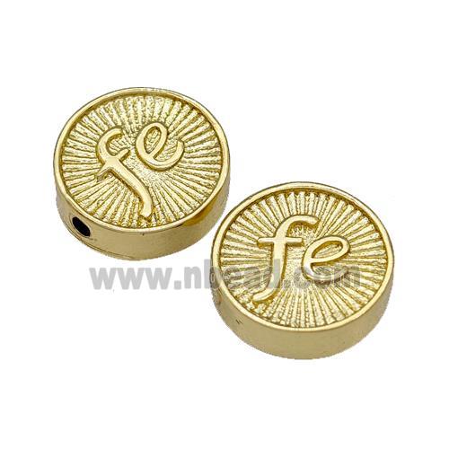 Copper Coin Beads Fe Gold Plated