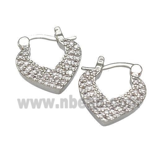 Copper Latchback Earrings Pave Zirconia Platinum Plated
