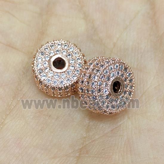 Copper Heishi Spacer Beads Micro Zirconia Rose Gold