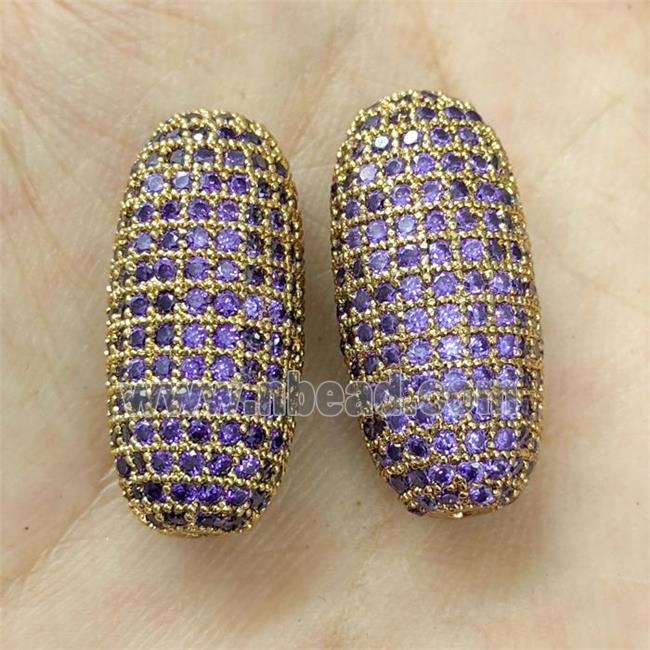 Copper Rice Beads Micro Pave Purple Zirconia Gold Plated