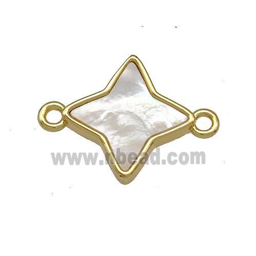 Copper Star Connector Pave Shell 18K Gold Plated