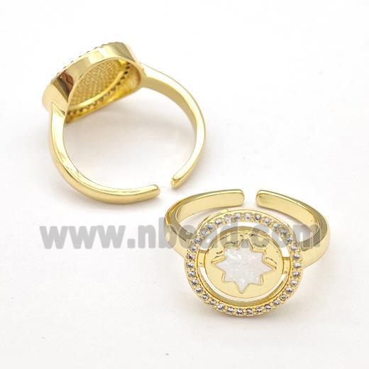 Copper Rings Pave Fire Opal Zirconia NorthStar 18K Gold Plated